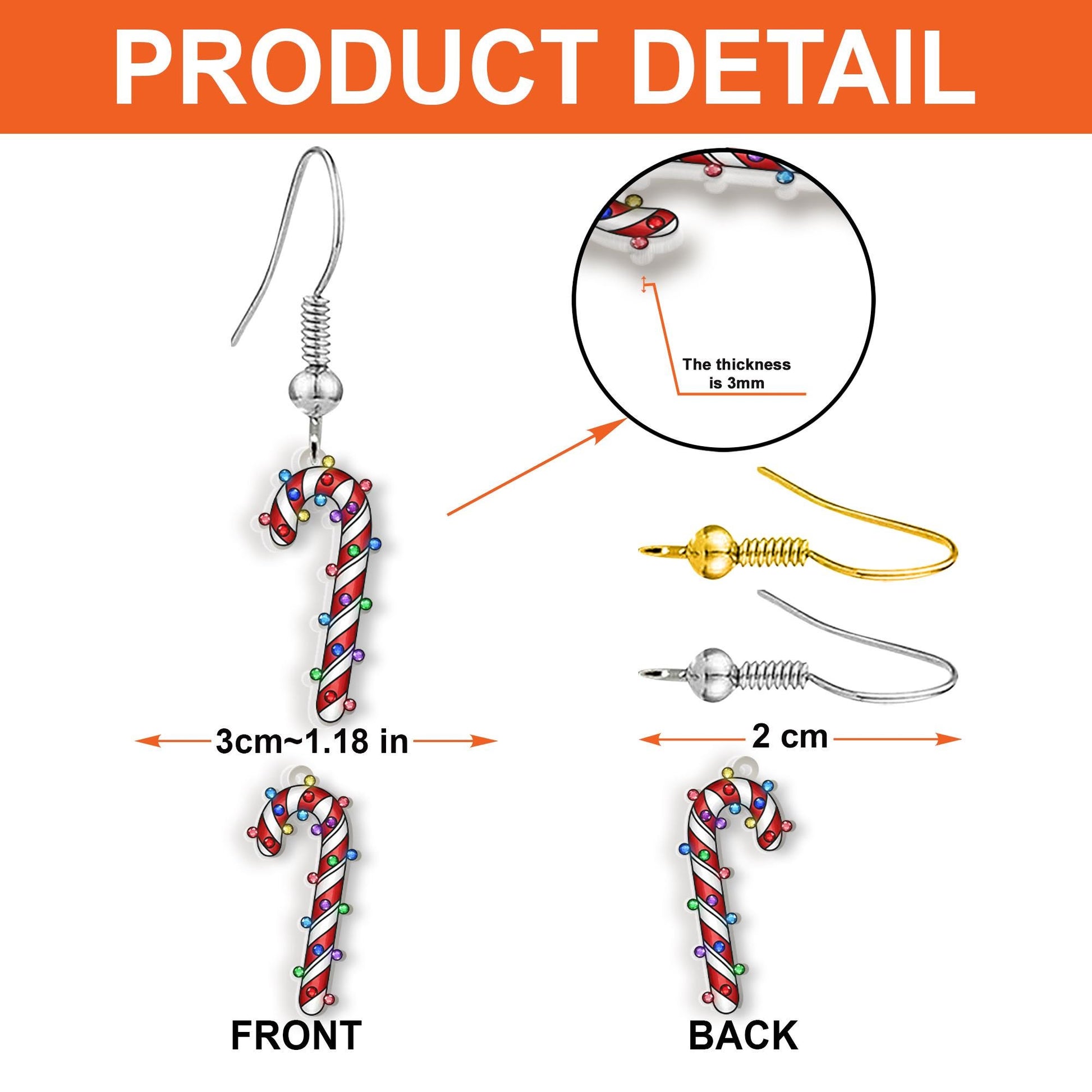 Candy Cane Earrings – Dangle Jewelry with Holiday Lights Design