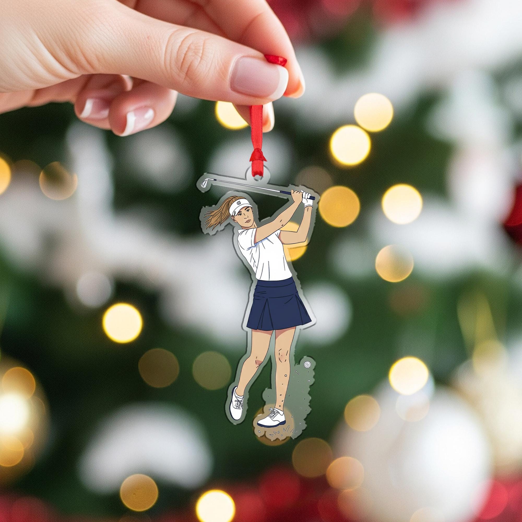 Personalized Ornament – Custom Golfer Design with Swing Illustration