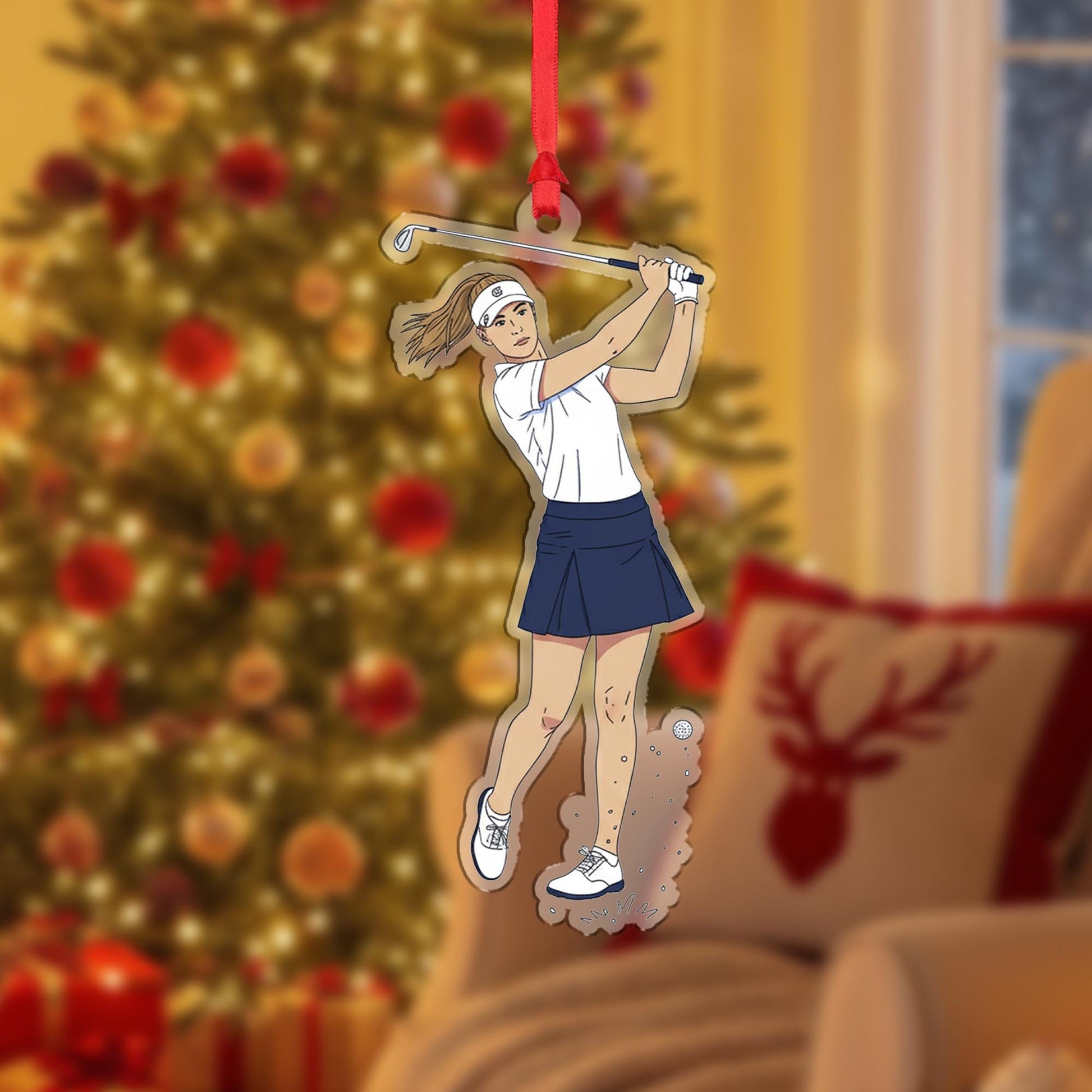 Personalized Ornament – Custom Golfer Design with Swing Illustration