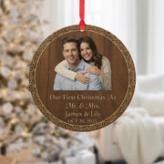 Wood Ornament – Personalized Photo Design with Custom Names and Date