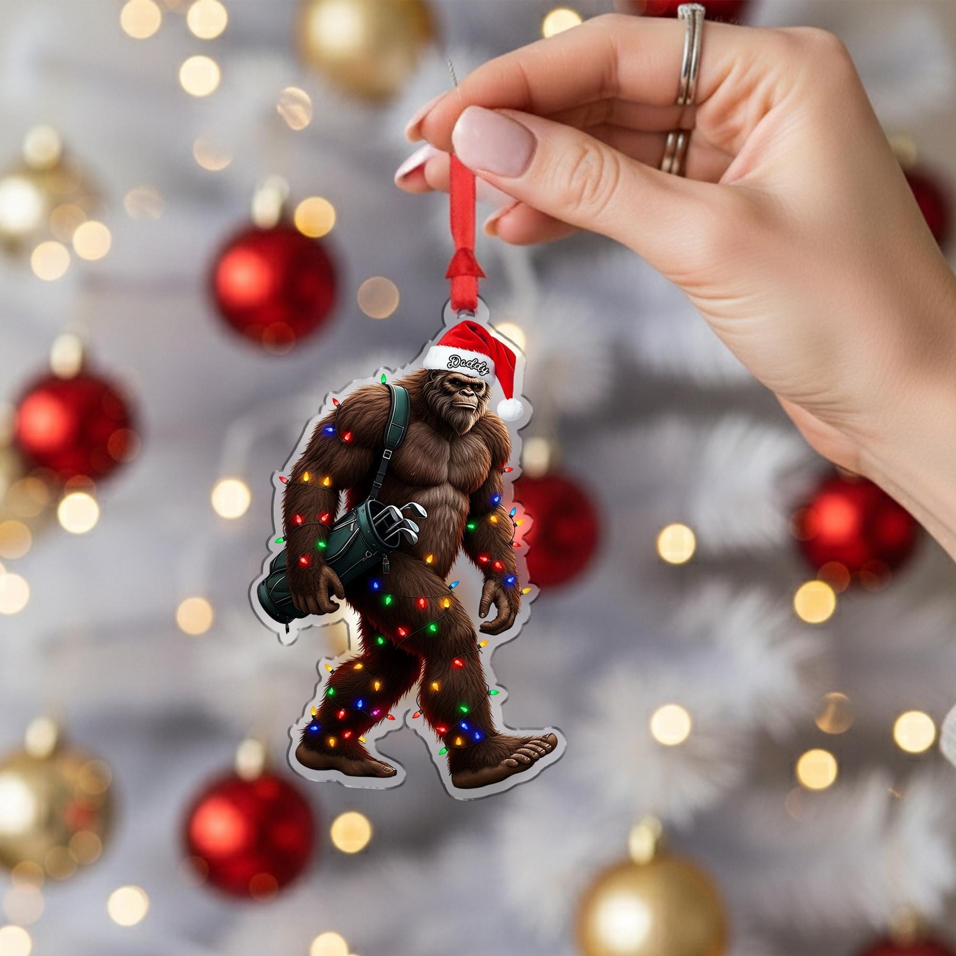 Personalized Bigfoot Santa Ornament – Custom Christmas Decor