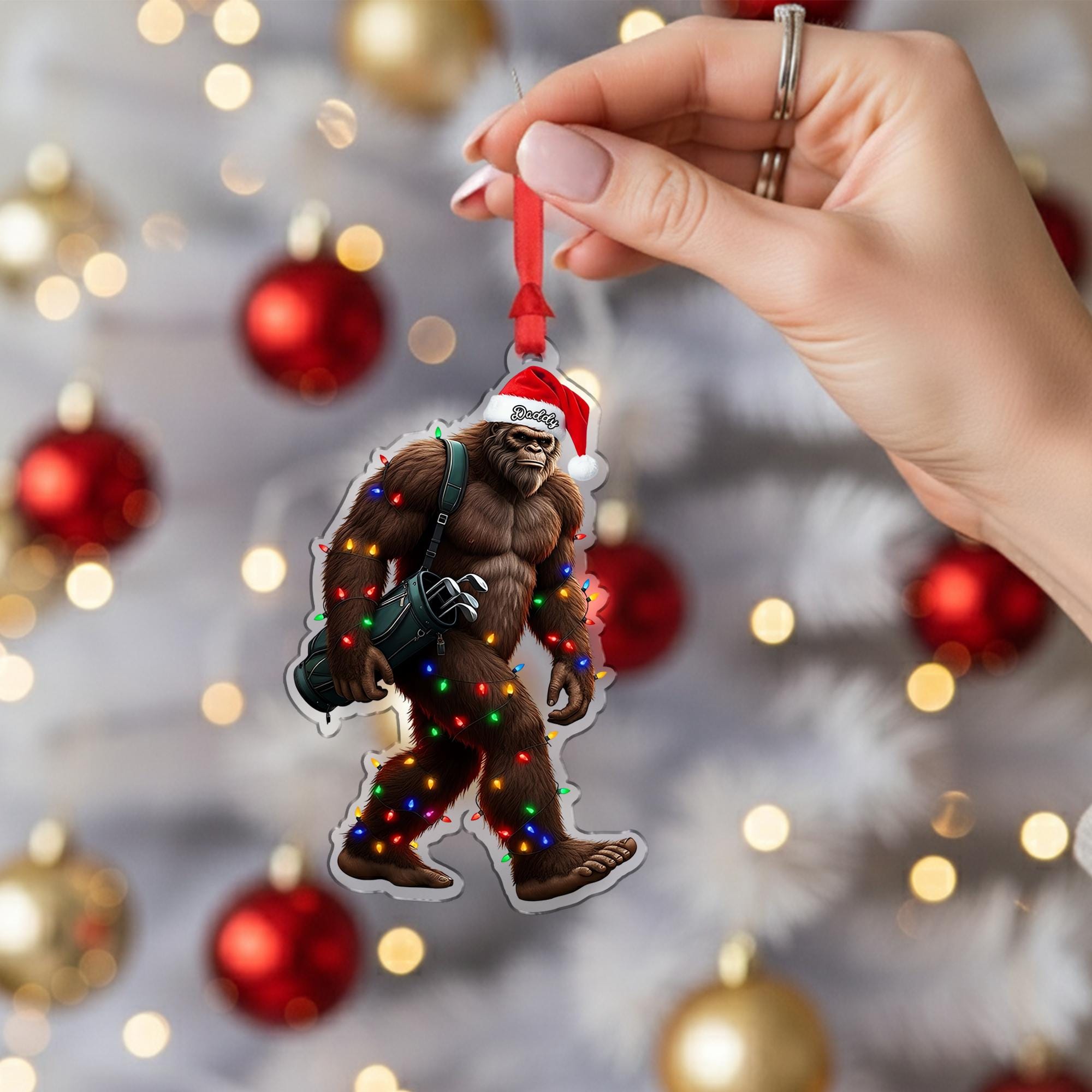 Personalized Bigfoot Santa Ornament – Custom Christmas Decor