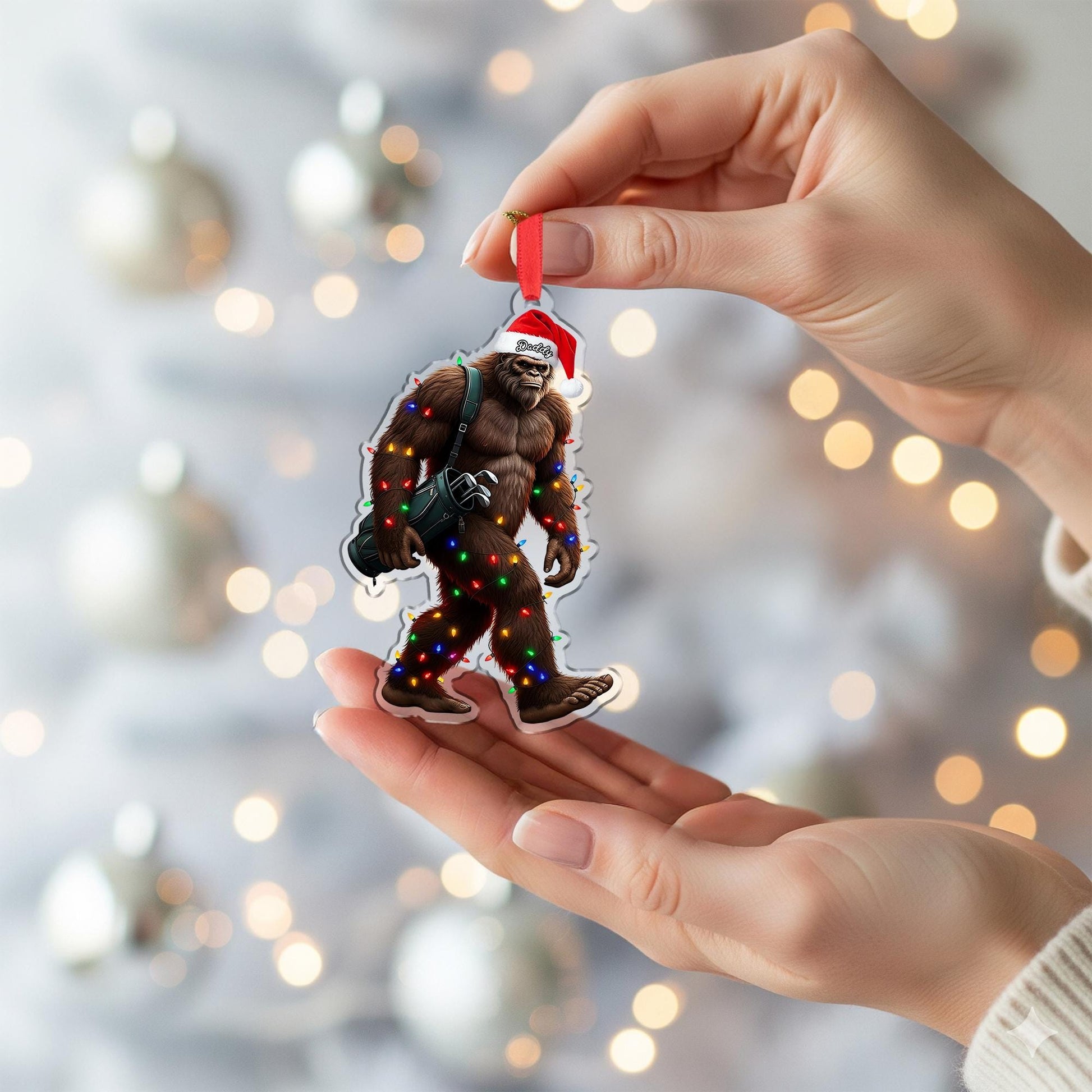 Personalized Bigfoot Santa Ornament – Custom Christmas Decor