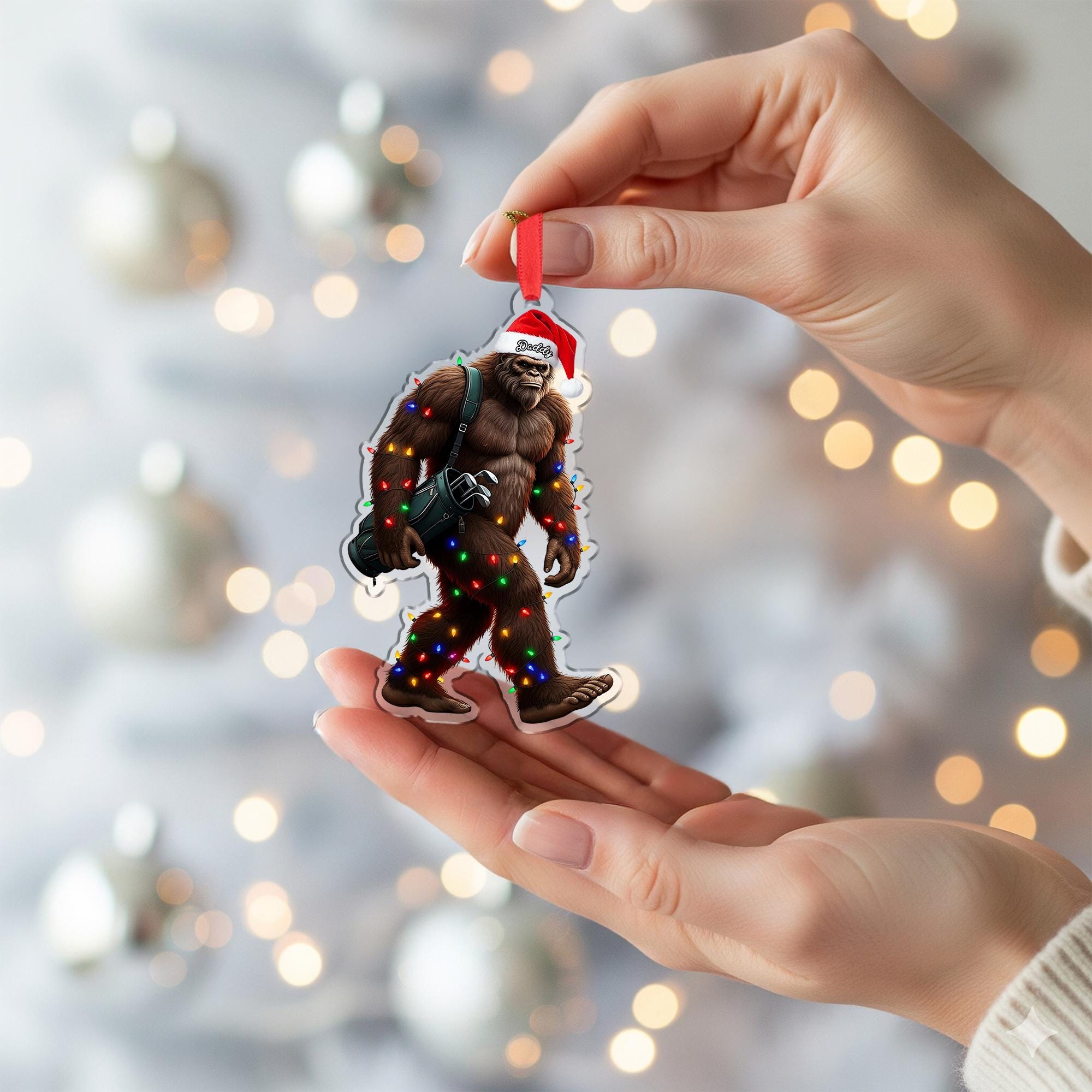 Personalized Bigfoot Santa Ornament – Custom Christmas Decor