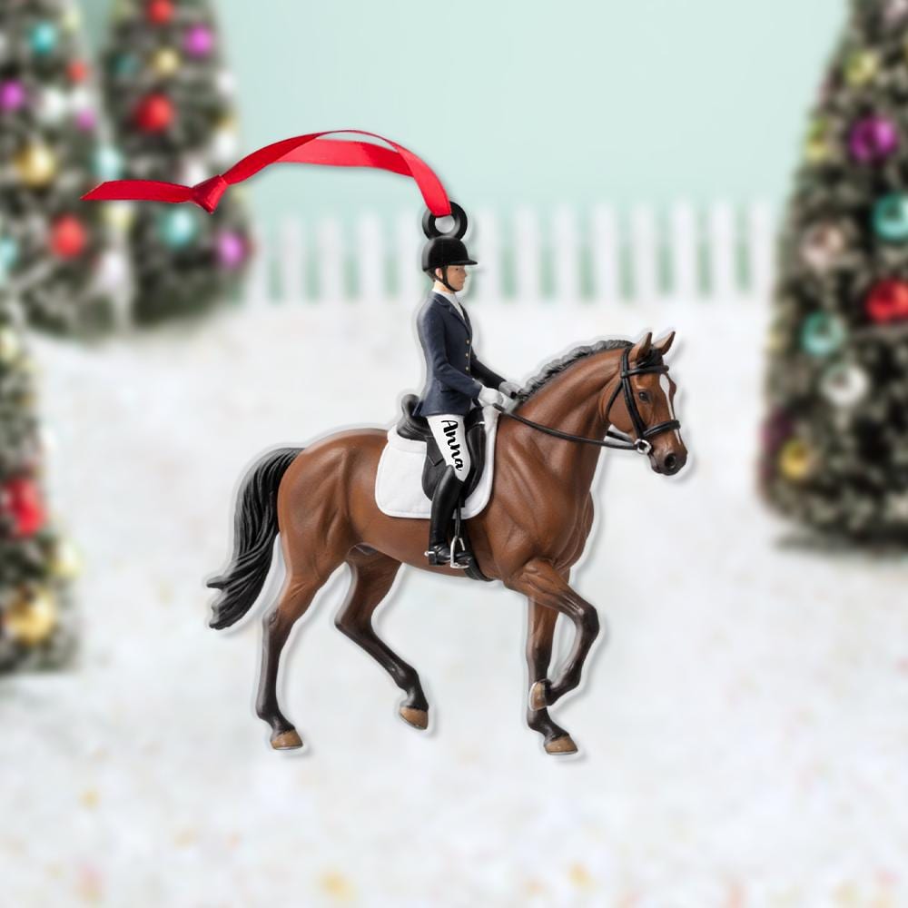 Personalized Equestrian Ornament, Custom Horse Rider Figurine, Christmas Tree Decoration