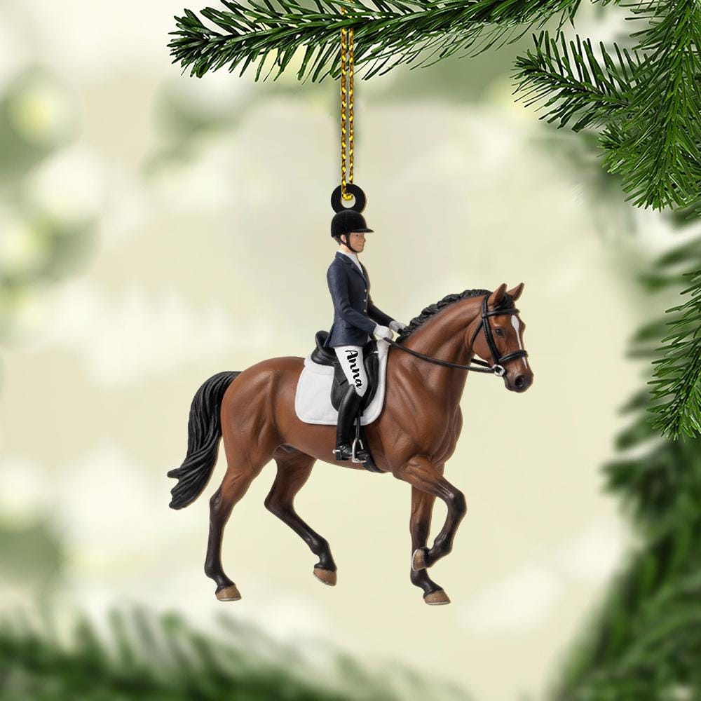 Personalized Equestrian Ornament, Custom Horse Rider Figurine, Christmas Tree Decoration