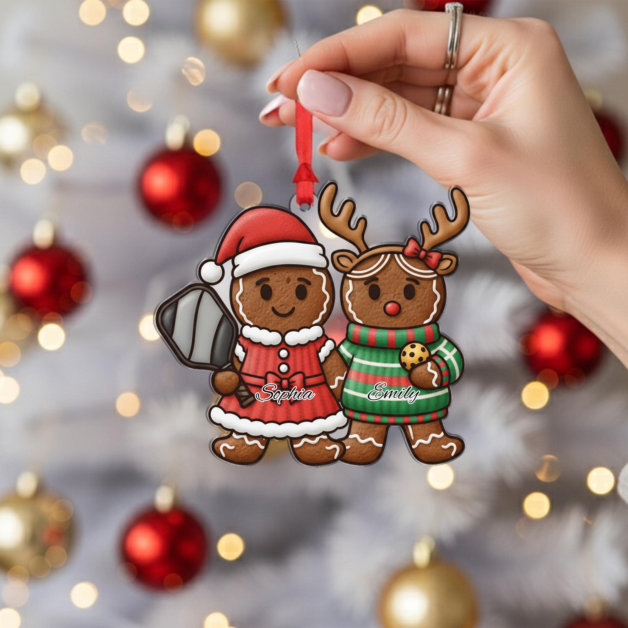 Personalized Pickleball Gingerbread Ornament – Christmas Tree Decor