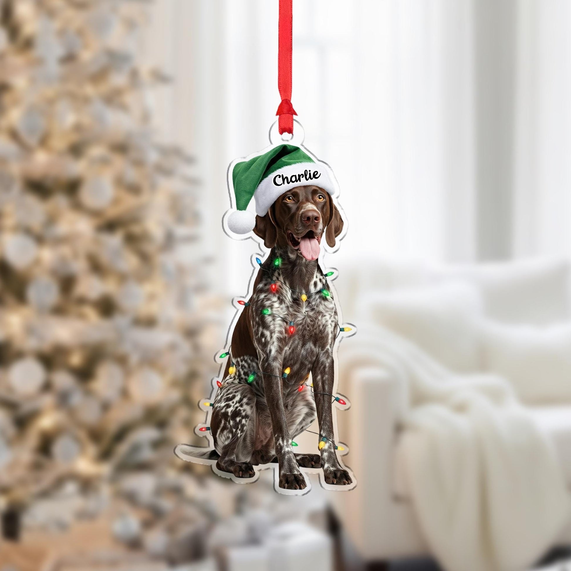 Personalized Dog Ornament – Custom Name Christmas Tree Decoration