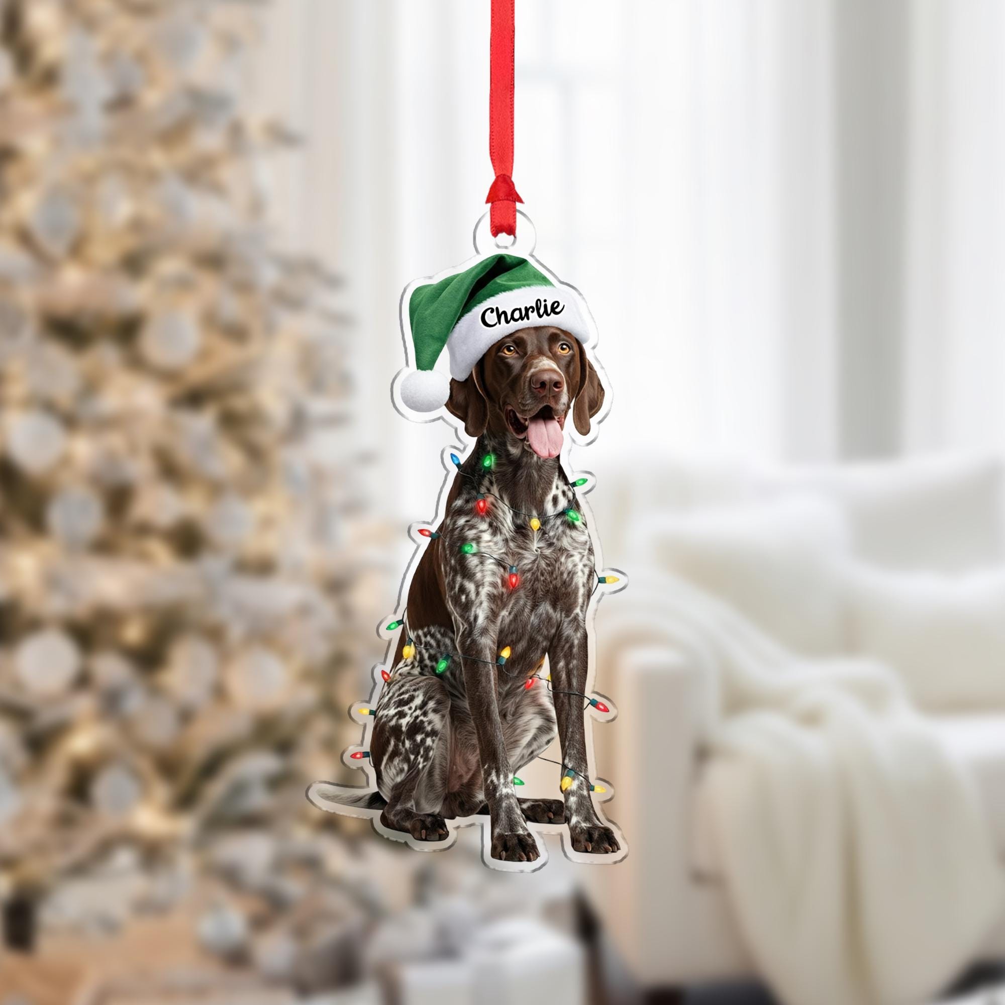Personalized Dog Ornament – Custom Name Christmas Tree Decoration