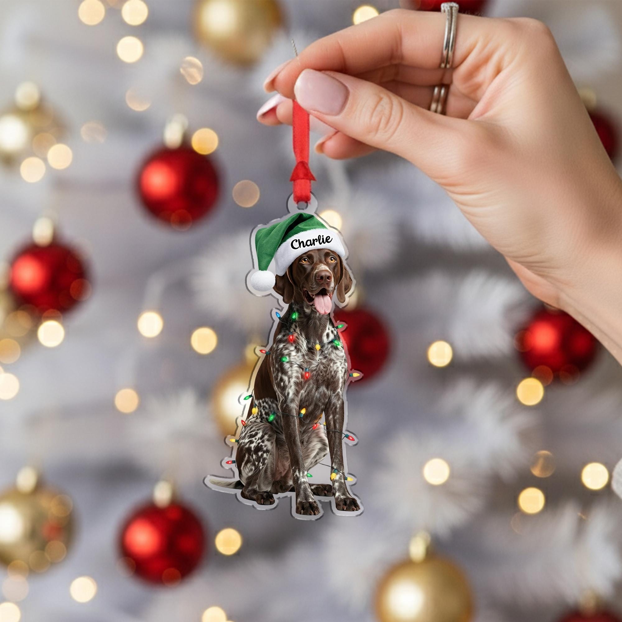 Personalized Dog Ornament – Custom Name Christmas Tree Decoration