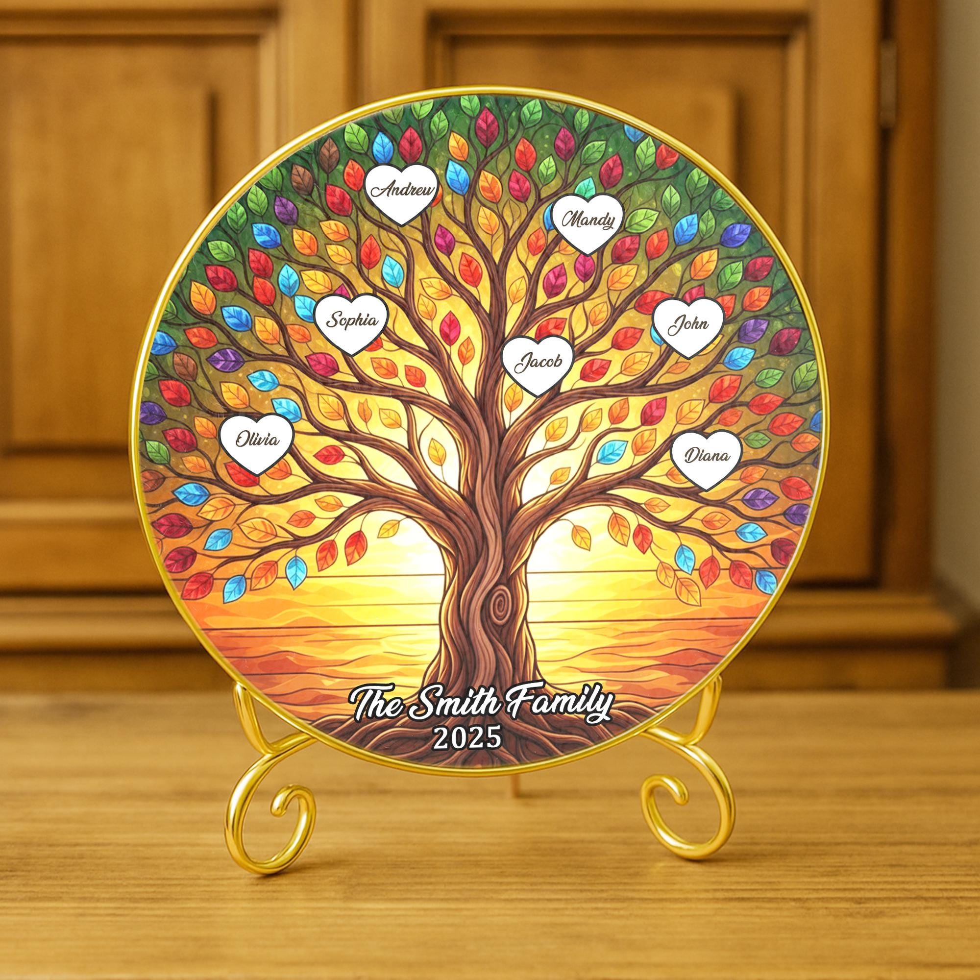 Personalized Family Tree Suncatcher – Custom Name Sun Catcher Gift