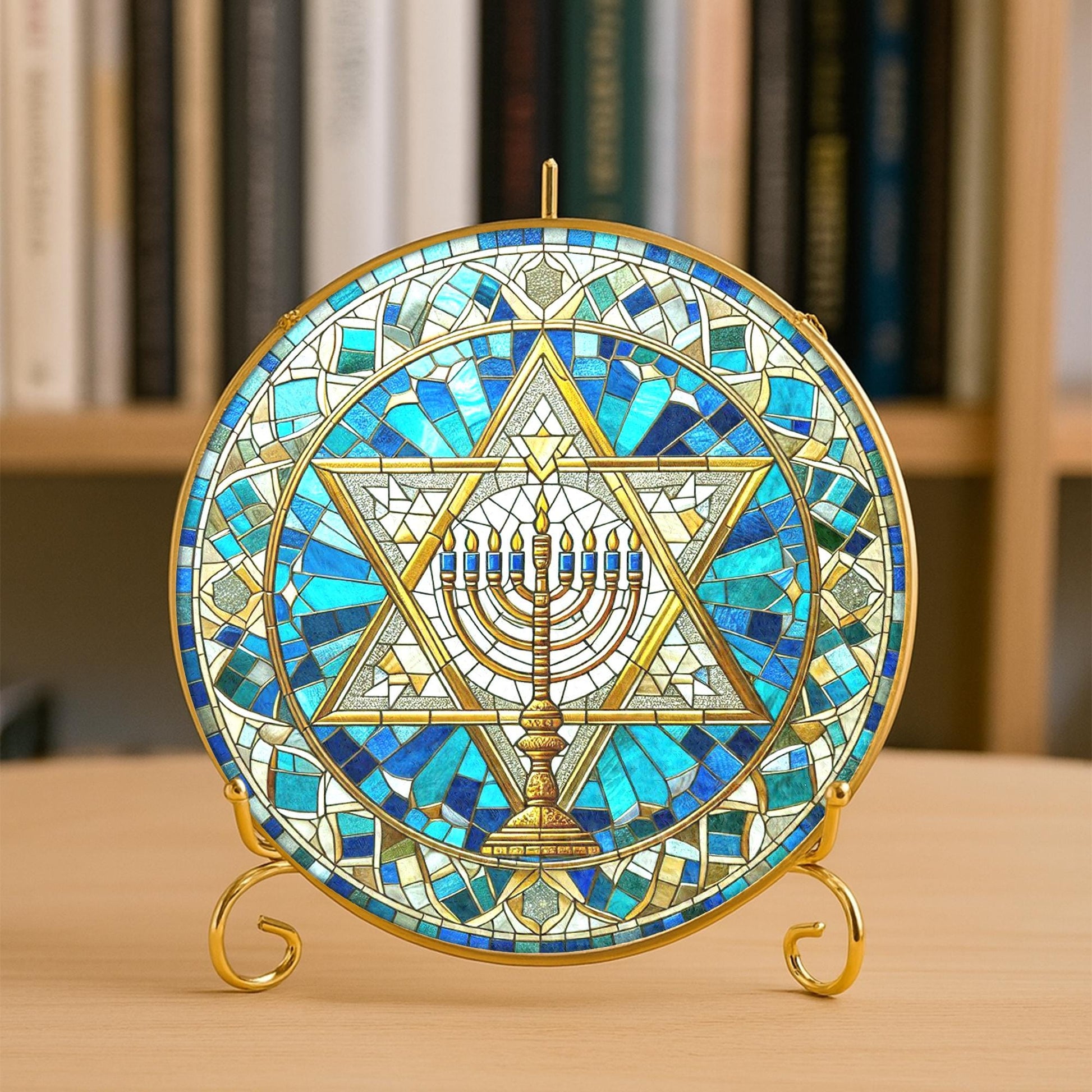 Jewish Star of David Suncatcher – Menorah Hanukkah Window Art