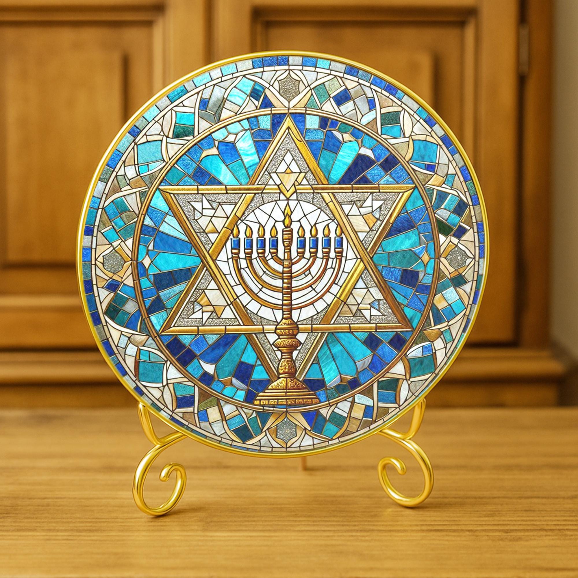 Jewish Star of David Suncatcher – Menorah Hanukkah Window Art
