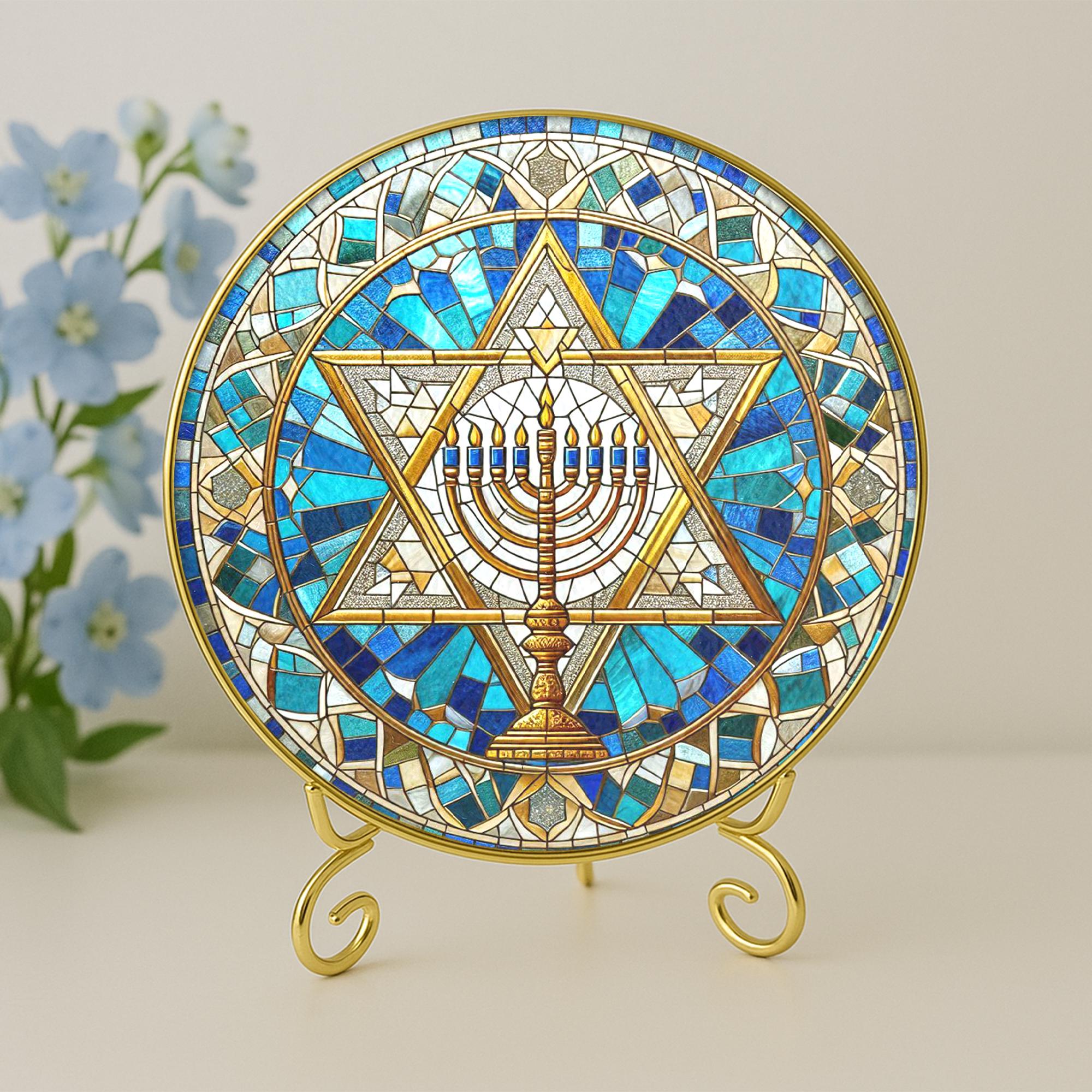Jewish Star of David Suncatcher – Menorah Hanukkah Window Art