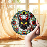Krampus Cat Suncatcher – Gothic Window Hanging Decor