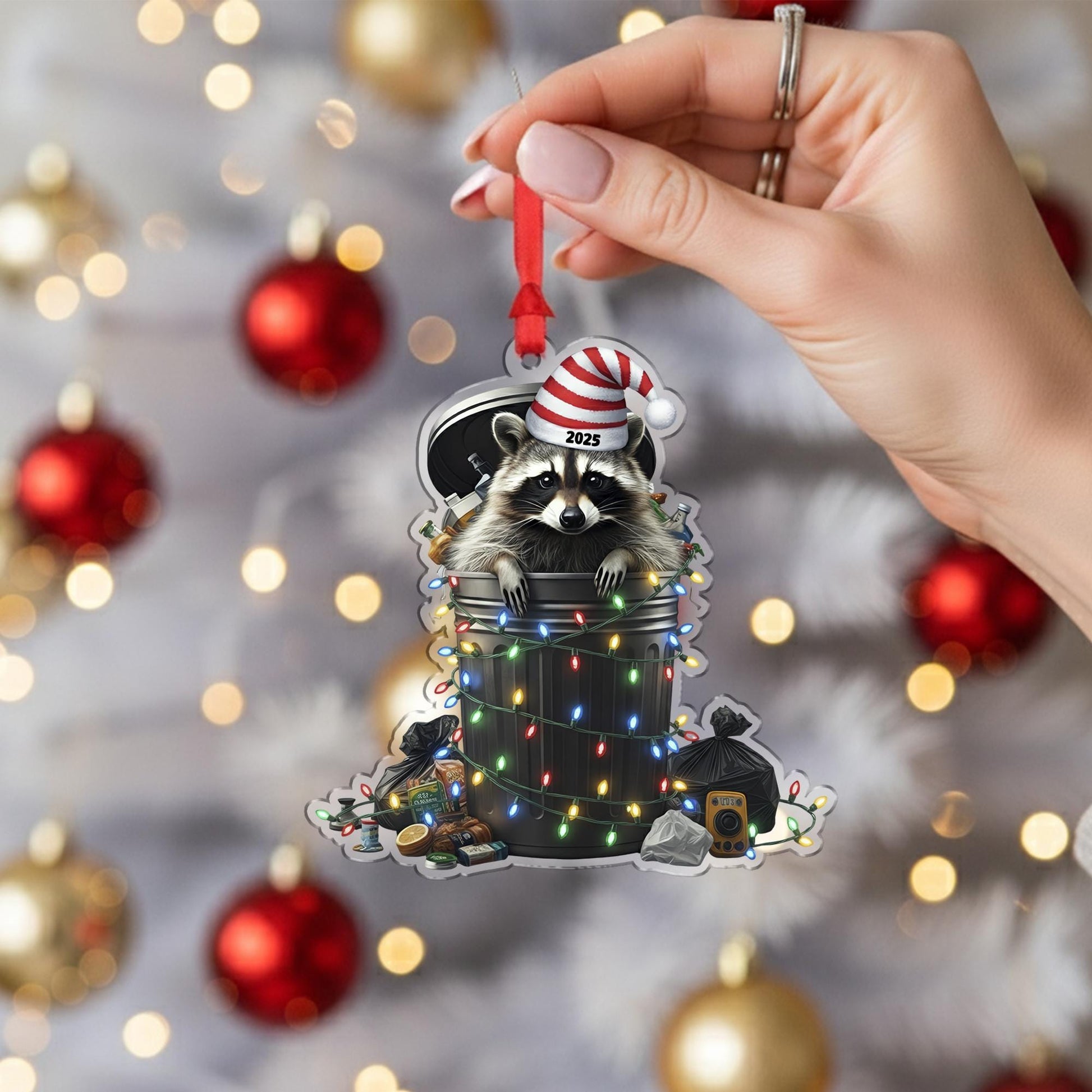 Funny Raccoon Ornament – Trash Panda Christmas Tree Decoration 2025