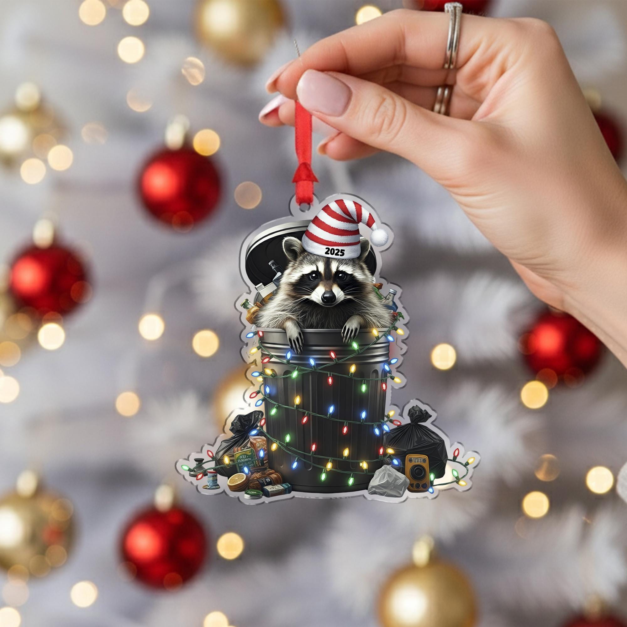Funny Raccoon Ornament – Trash Panda Christmas Tree Decoration 2025