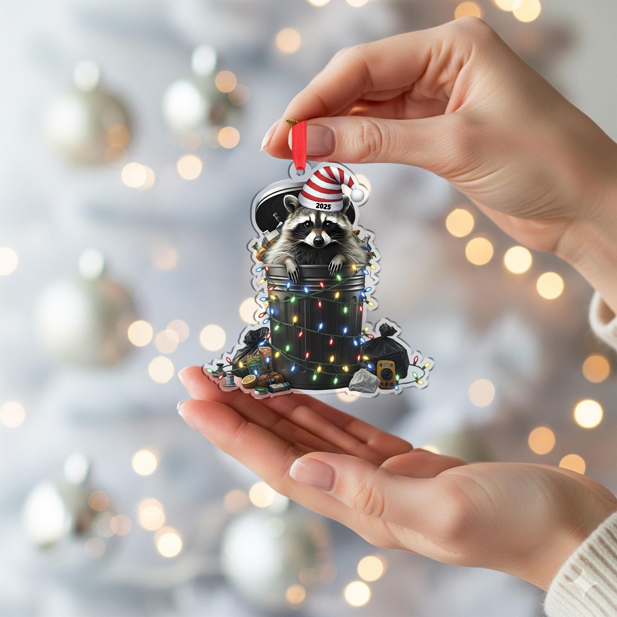 Funny Raccoon Ornament – Trash Panda Christmas Tree Decoration 2025
