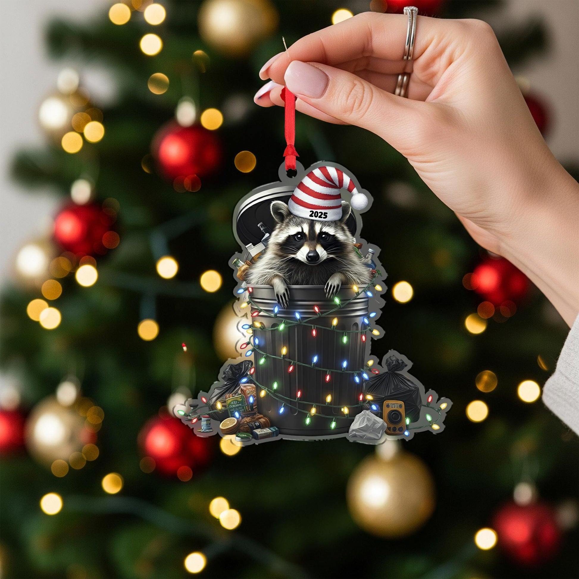 Funny Raccoon Ornament – Trash Panda Christmas Tree Decoration 2025