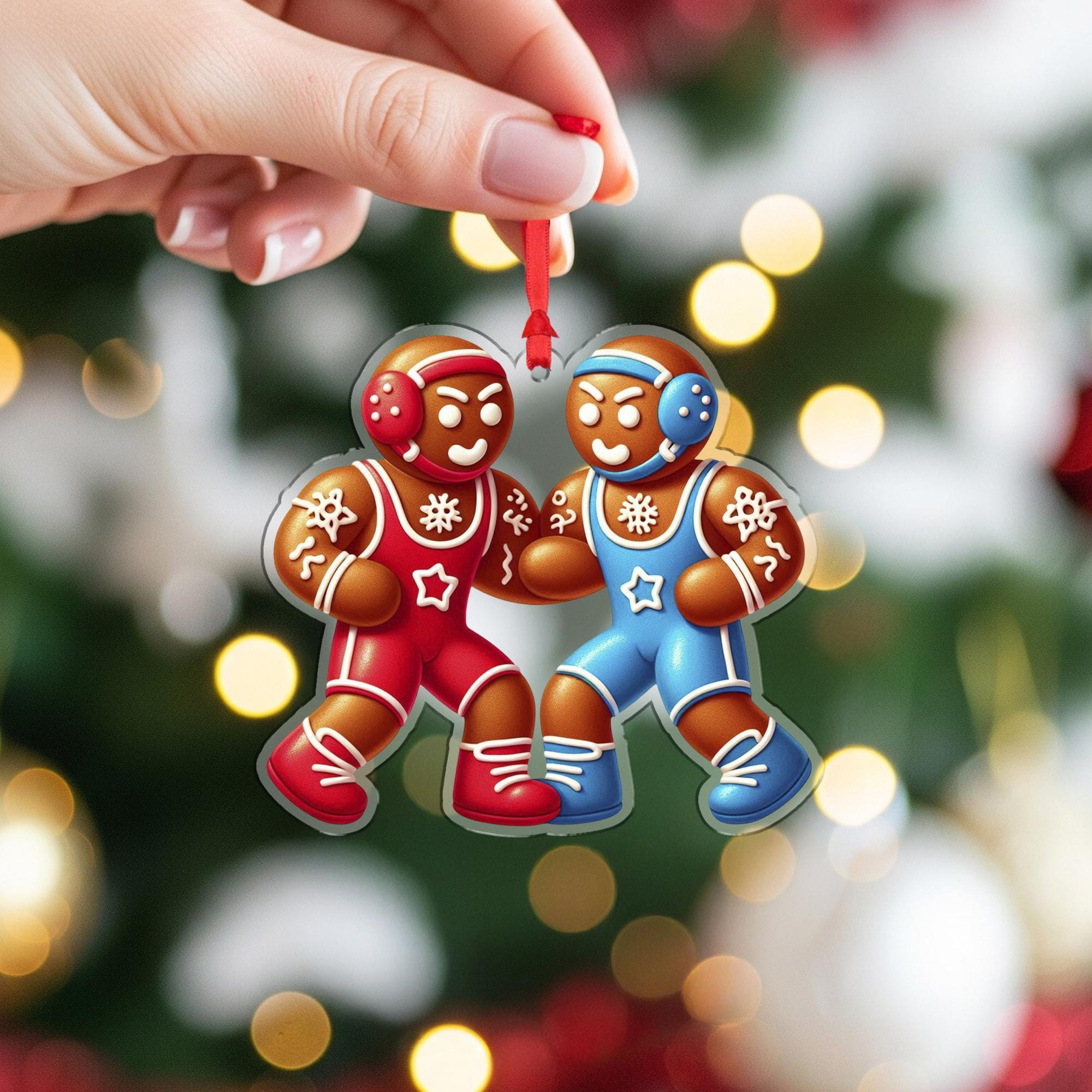 Wrestling Gingerbread Ornament – Funny Sports Christmas Tree Decor
