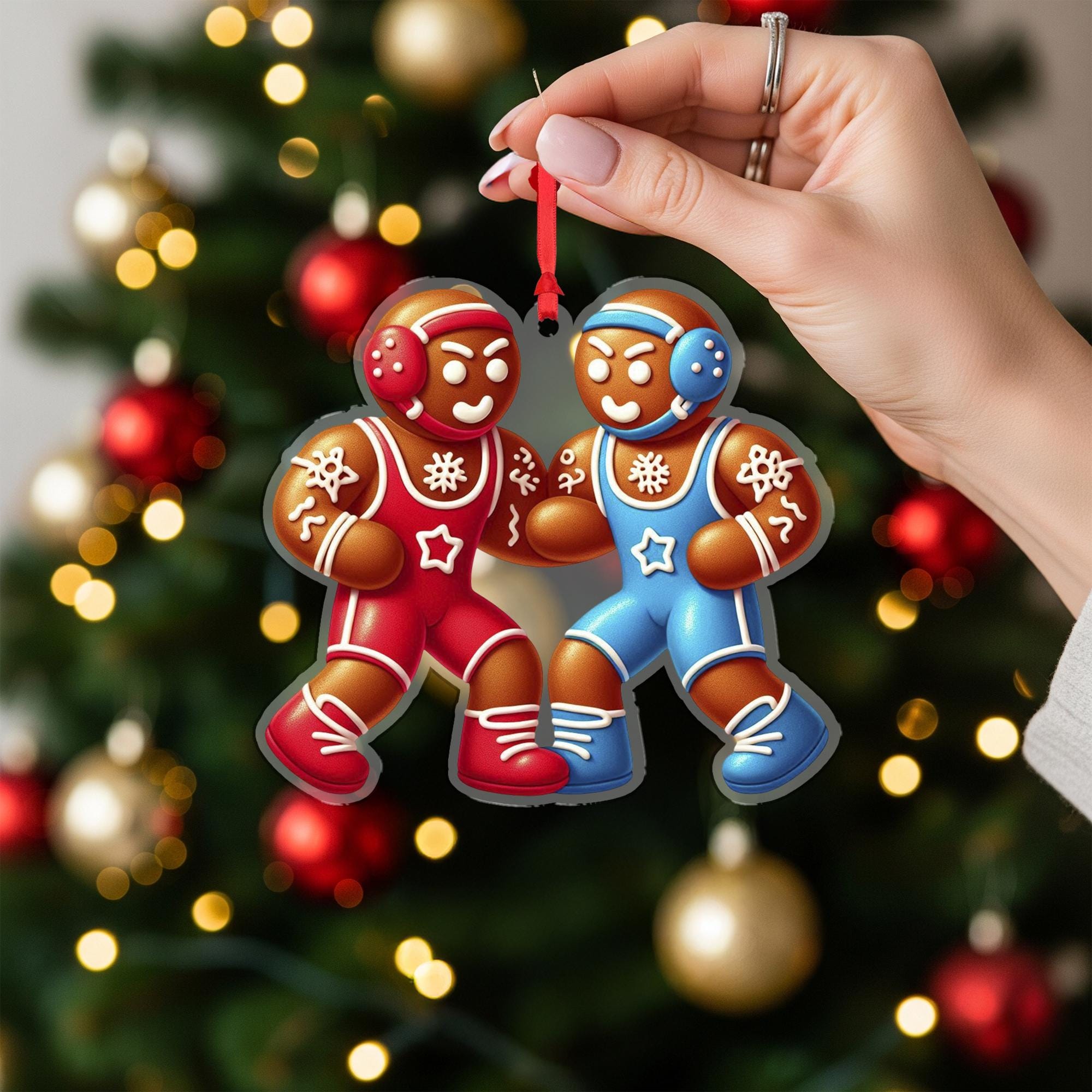 Wrestling Gingerbread Ornament – Funny Sports Christmas Tree Decor