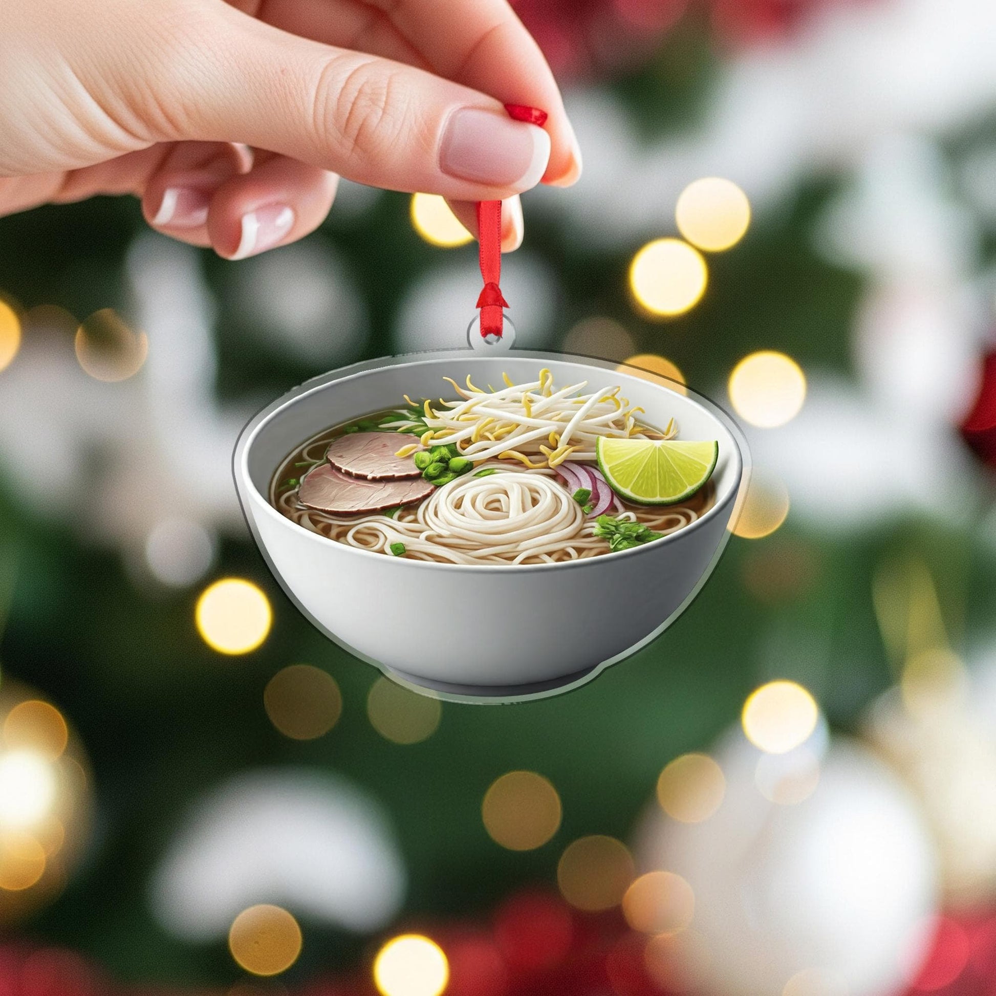Pho Noodle Bowl Ornament – Funny Vietnamese Food Christmas Tree Decor