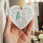 Best Friend Heart Ceramic Ornament • Personalized Names • Snowflake Illustration • Quote Keepsake