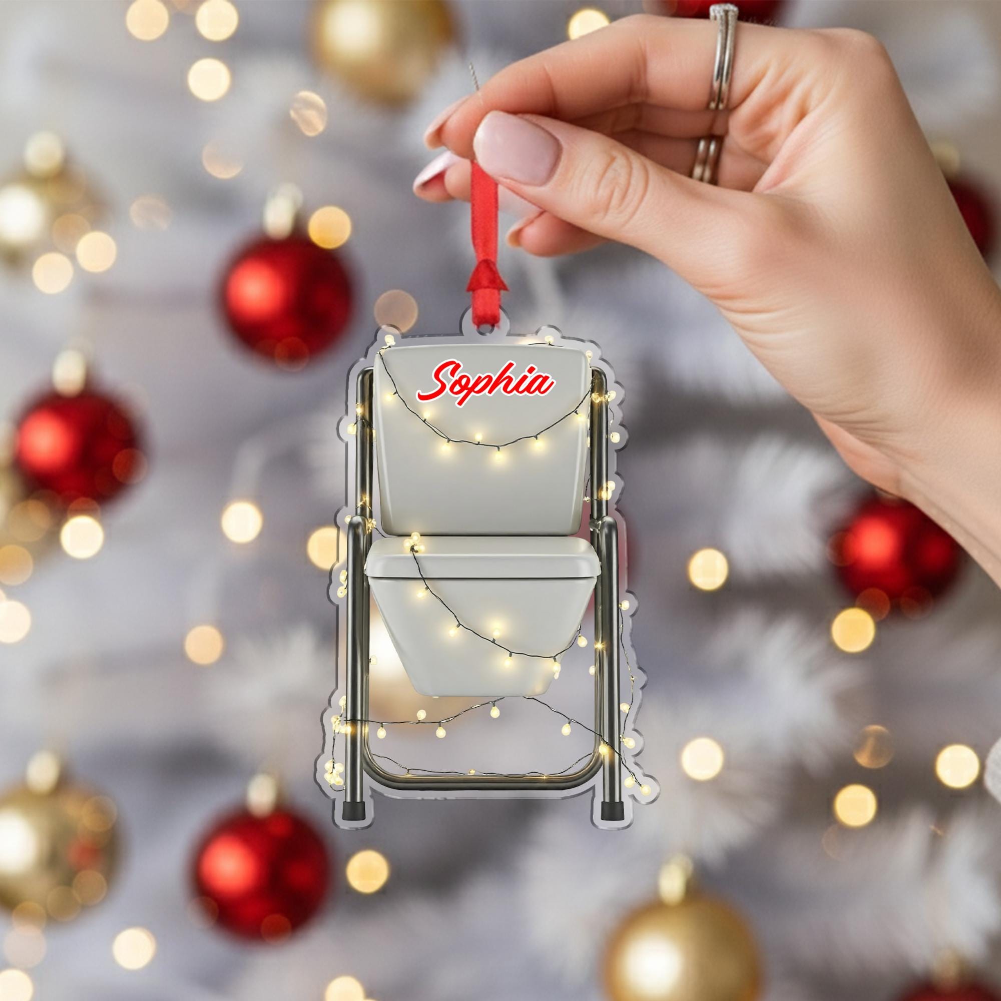 Funny Folding Commode Ornament – Personalized Gag Gift Christmas Decor
