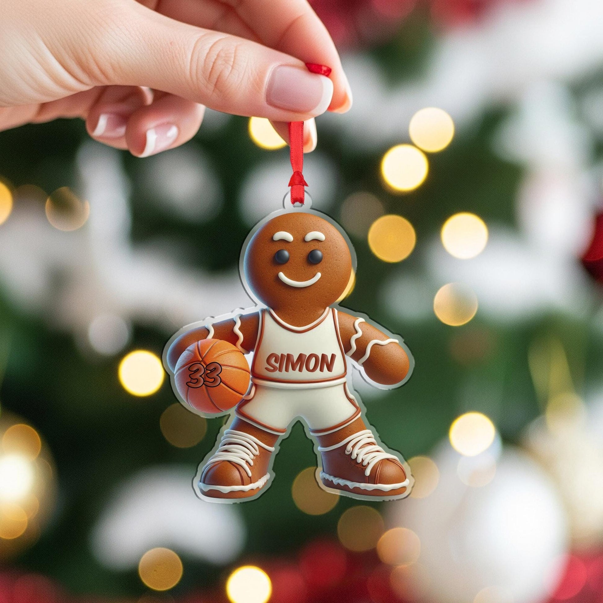 Personalized Basketball Ornament – Custom Gingerbread Player Christmas Decor