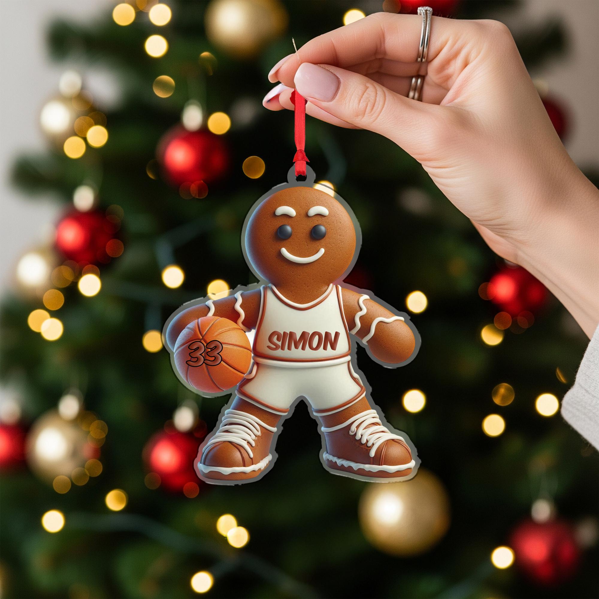 Personalized Basketball Ornament – Custom Gingerbread Player Christmas Decor