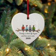 Personalized Family Ornament – Custom Name Glass Decoration with Birds on Branch and 2025