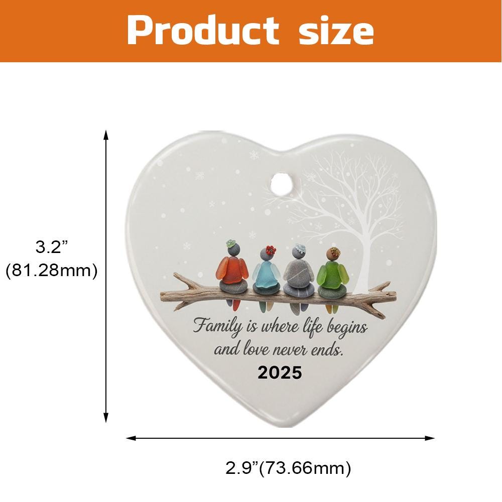 Personalized Family Ornament – Custom Name Glass Decoration with Birds on Branch and 2025