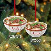 Custom Pho Ornament Bowl with Name – Vietnamese Noodle Soup Personalized Decoration