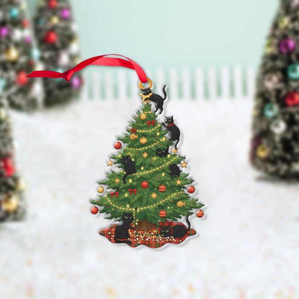 Black Cat Christmas Tree Ornament: Double-Sided Holiday Decor