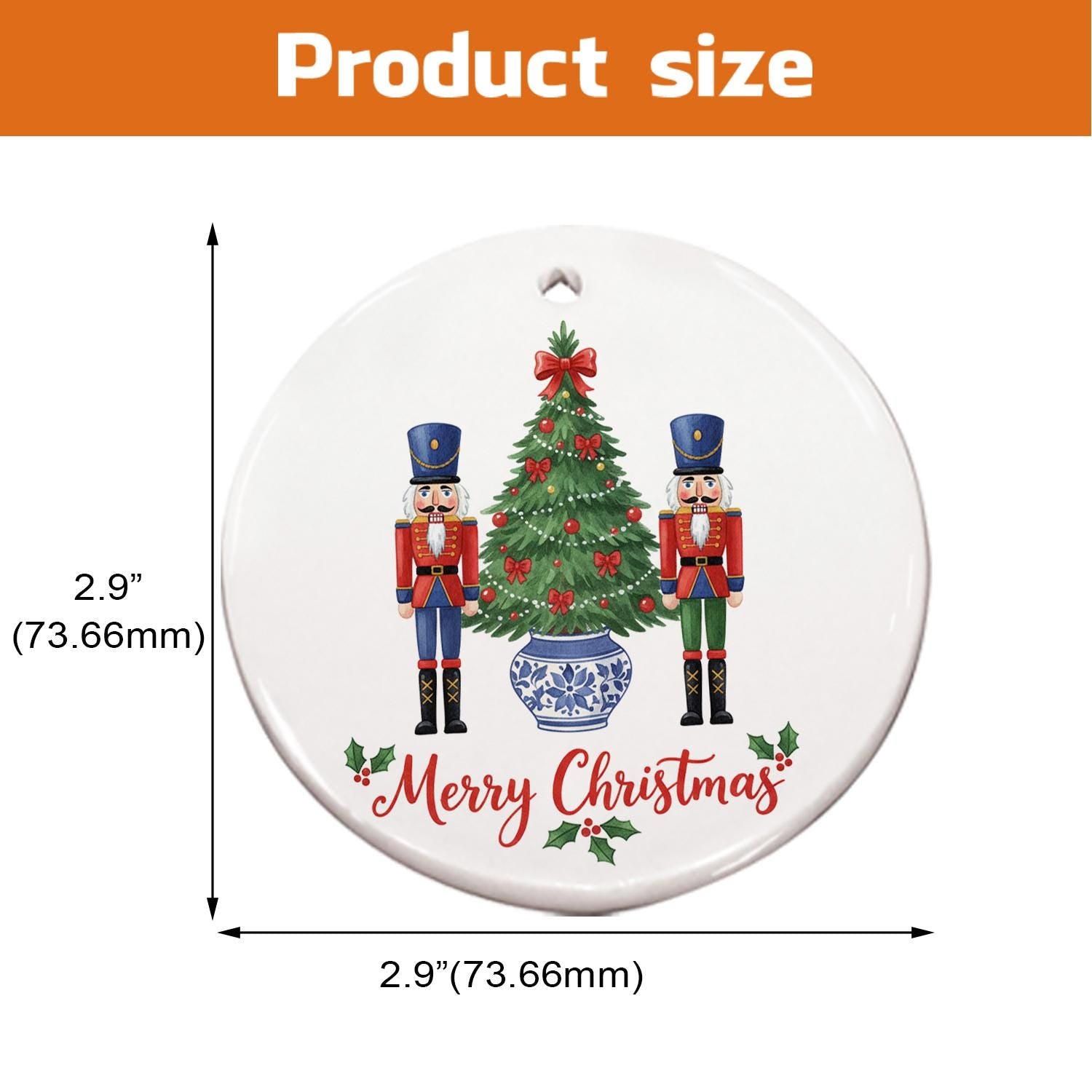 Christmas Nutcracker Ornament Ceramic Tree Decoration Holiday Keepsake