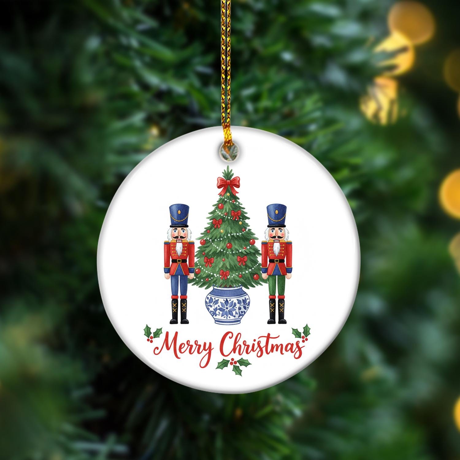 Christmas Nutcracker Ornament Ceramic Tree Decoration Holiday Keepsake