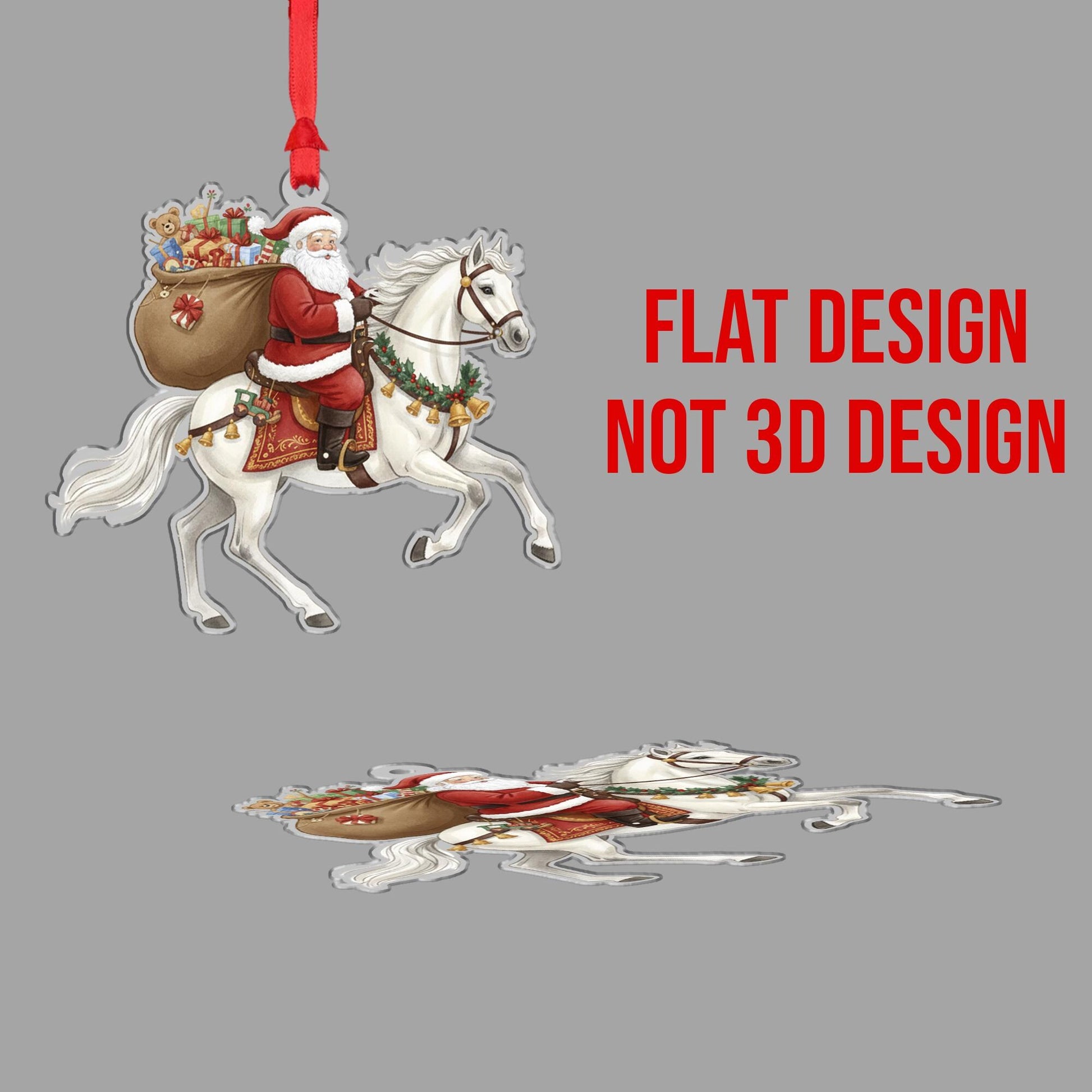 Santa Ornament: Christmas Tree Decoration with Horse and Toy Sack