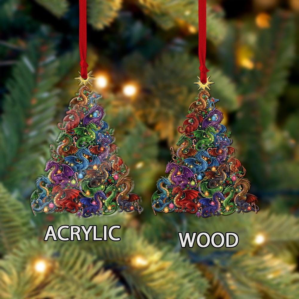 Dragon Christmas Tree Ornament – Fantasy Holiday Decor – Colorful Hanging Decoration
