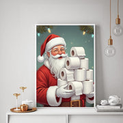 Santa Claus Poster – Christmas Decor with Santa Holding Toilet Paper Rolls