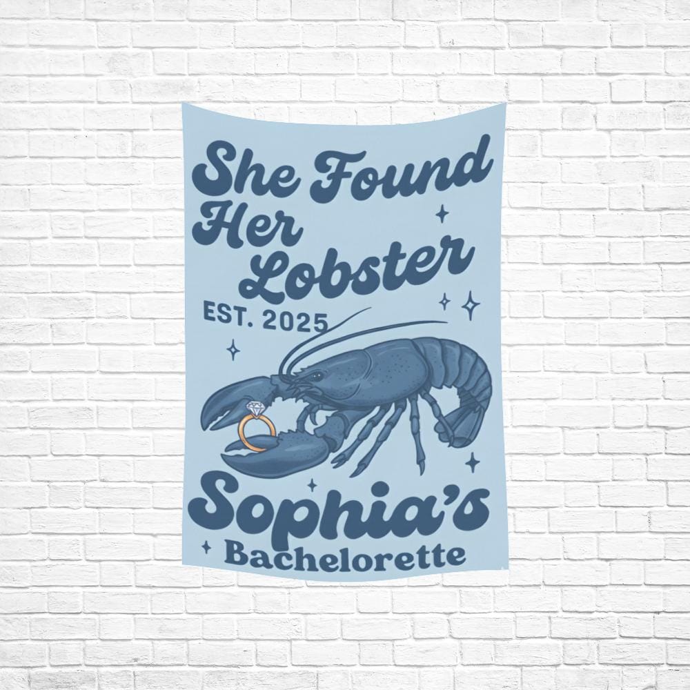Lobster Bachelorette Tapestry, Custom Name and Date, Party Wall Banner, Pink or Blue