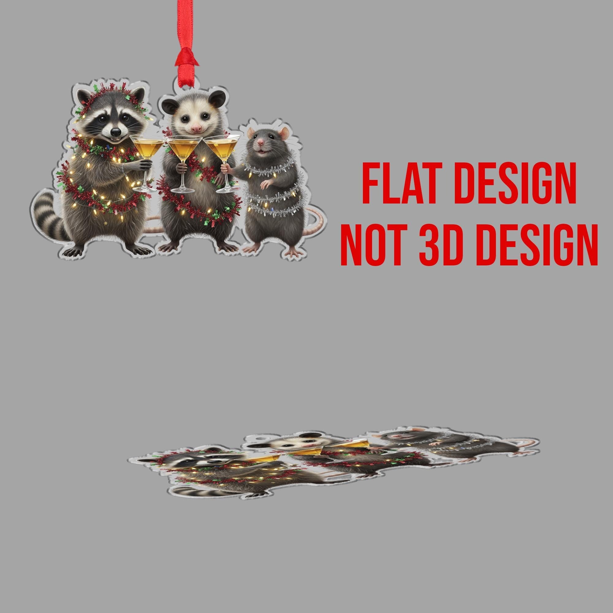 Animal Ornament: Christmas Tree Decoration with Raccoon Opossum and Rat
