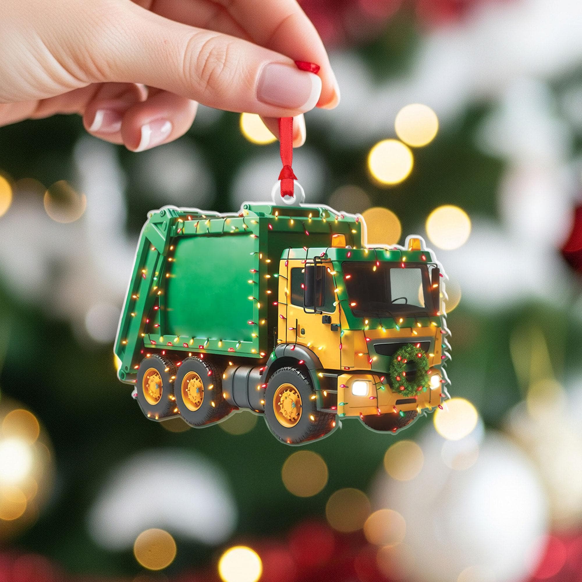 Custom Garbage Truck Ornament • Personalized Name Flat Christmas Decoration • Sanitation Worker Kid Gift Keepsake