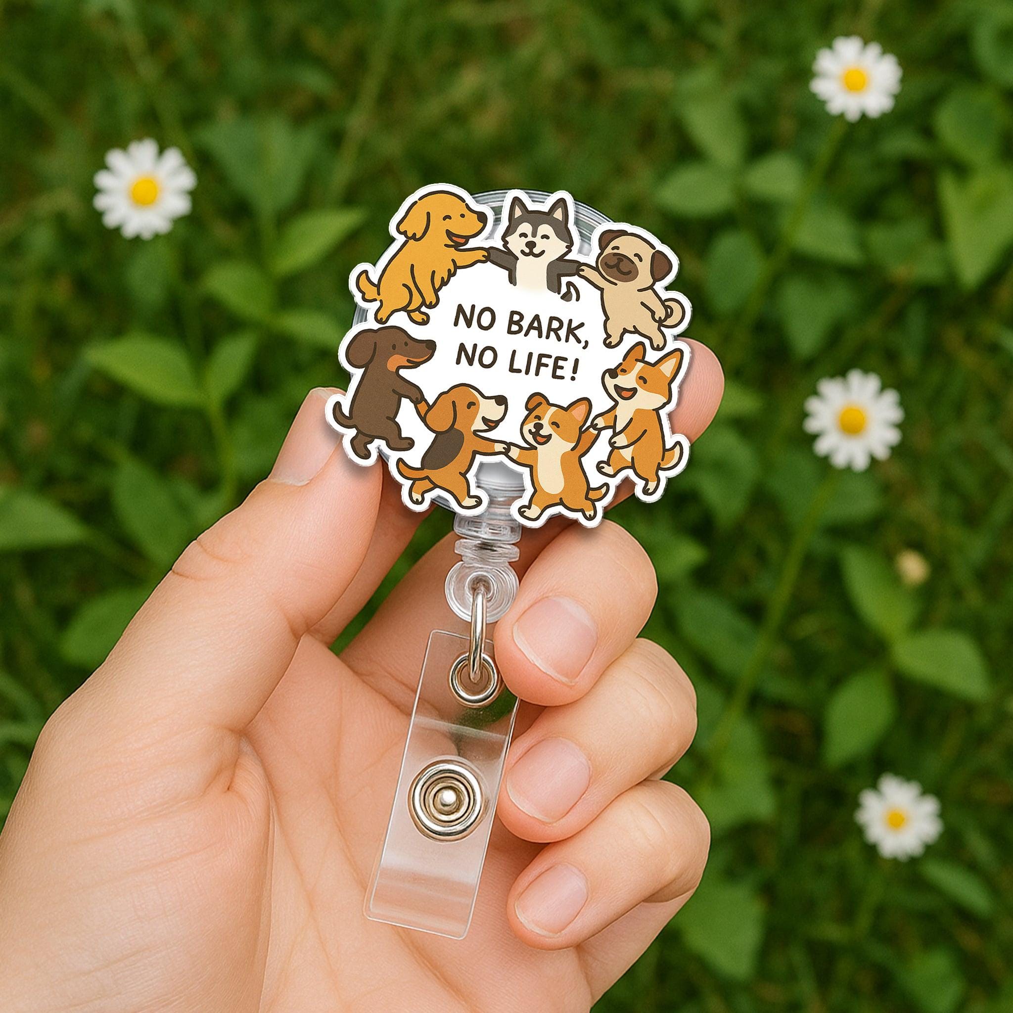 Dog Lover Badge Reel | Cute Funny Dog ID Holder | Retractable Name Tag Clip for Nurses, Teachers, Vet Techs, Pet Lovers Gift