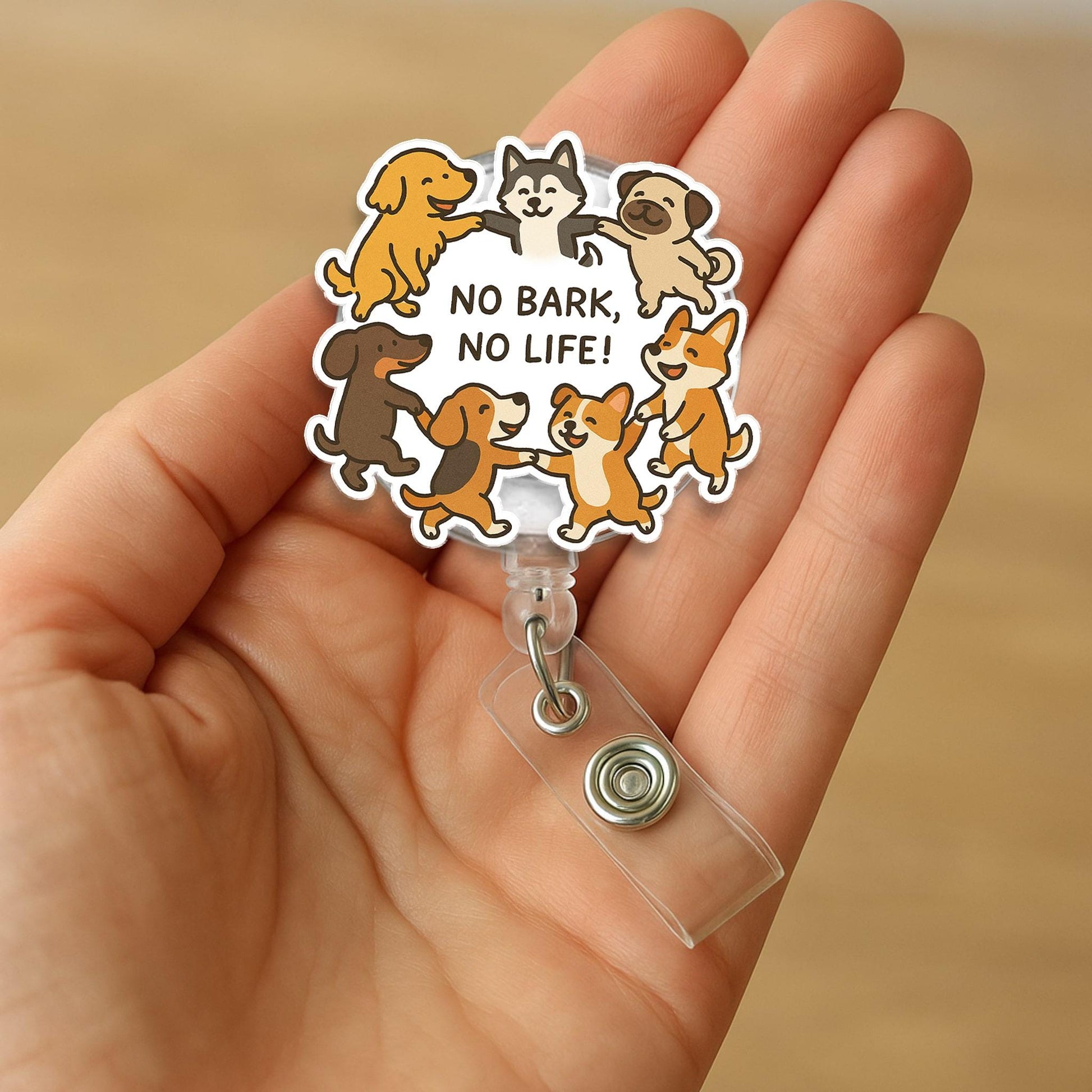 Dog Lover Badge Reel | Cute Funny Dog ID Holder | Retractable Name Tag Clip for Nurses, Teachers, Vet Techs, Pet Lovers Gift