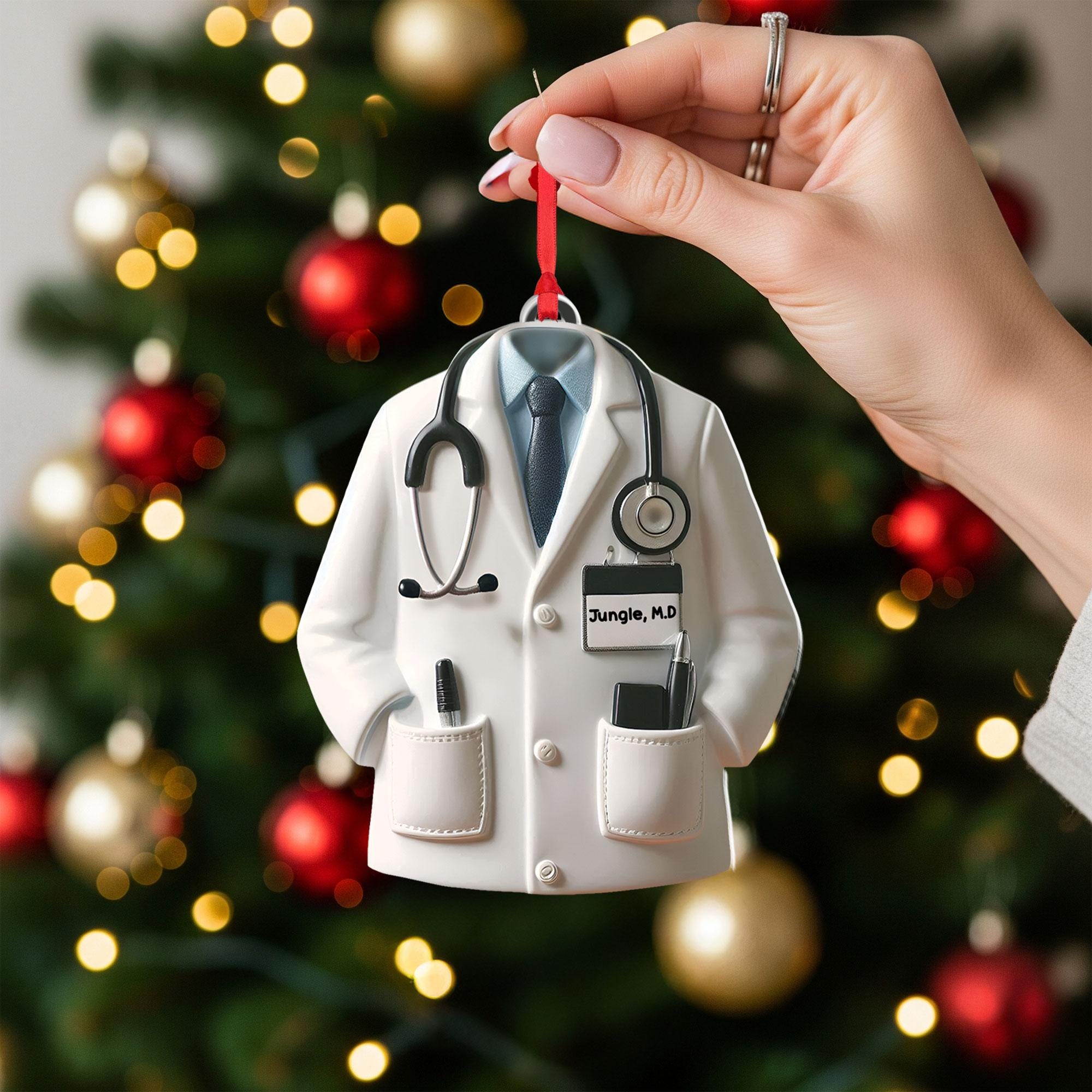 Personalized Doctor Coat Ornament: Medical Christmas Decoration