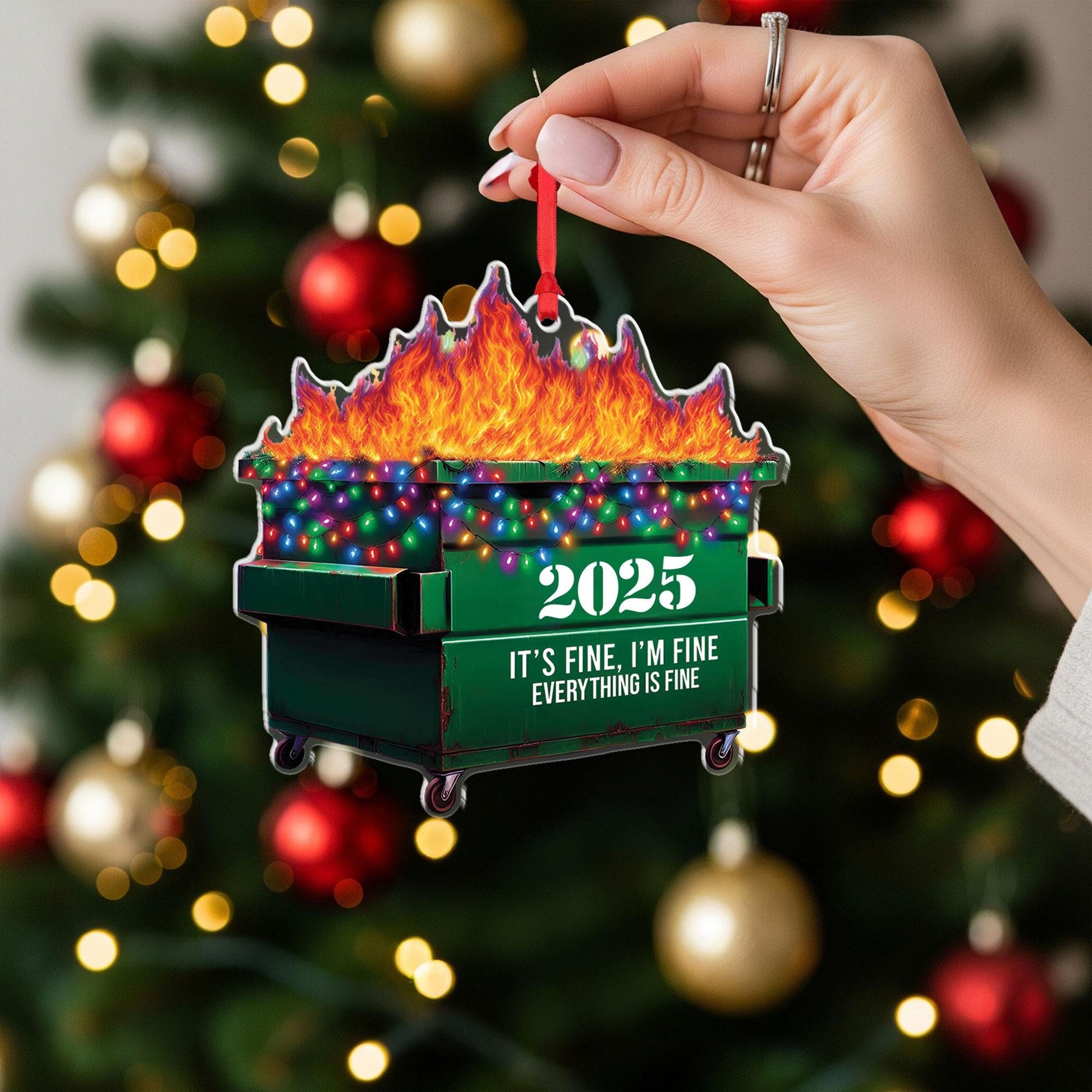 Dumpster Fire 2025 Ornament: Funny Holiday Humor Decor