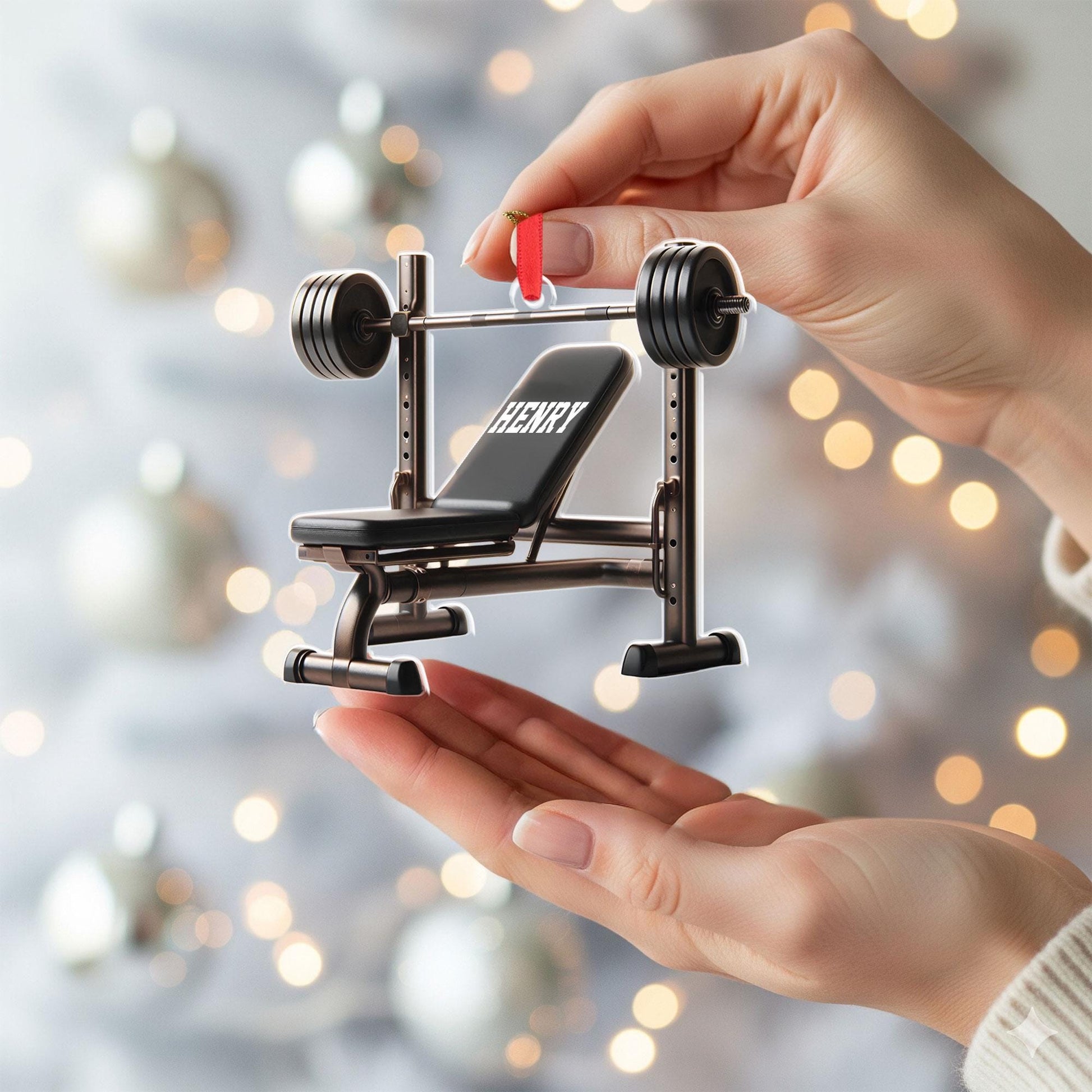 Personalized Weight Bench Ornament: Gym Fitness Gift