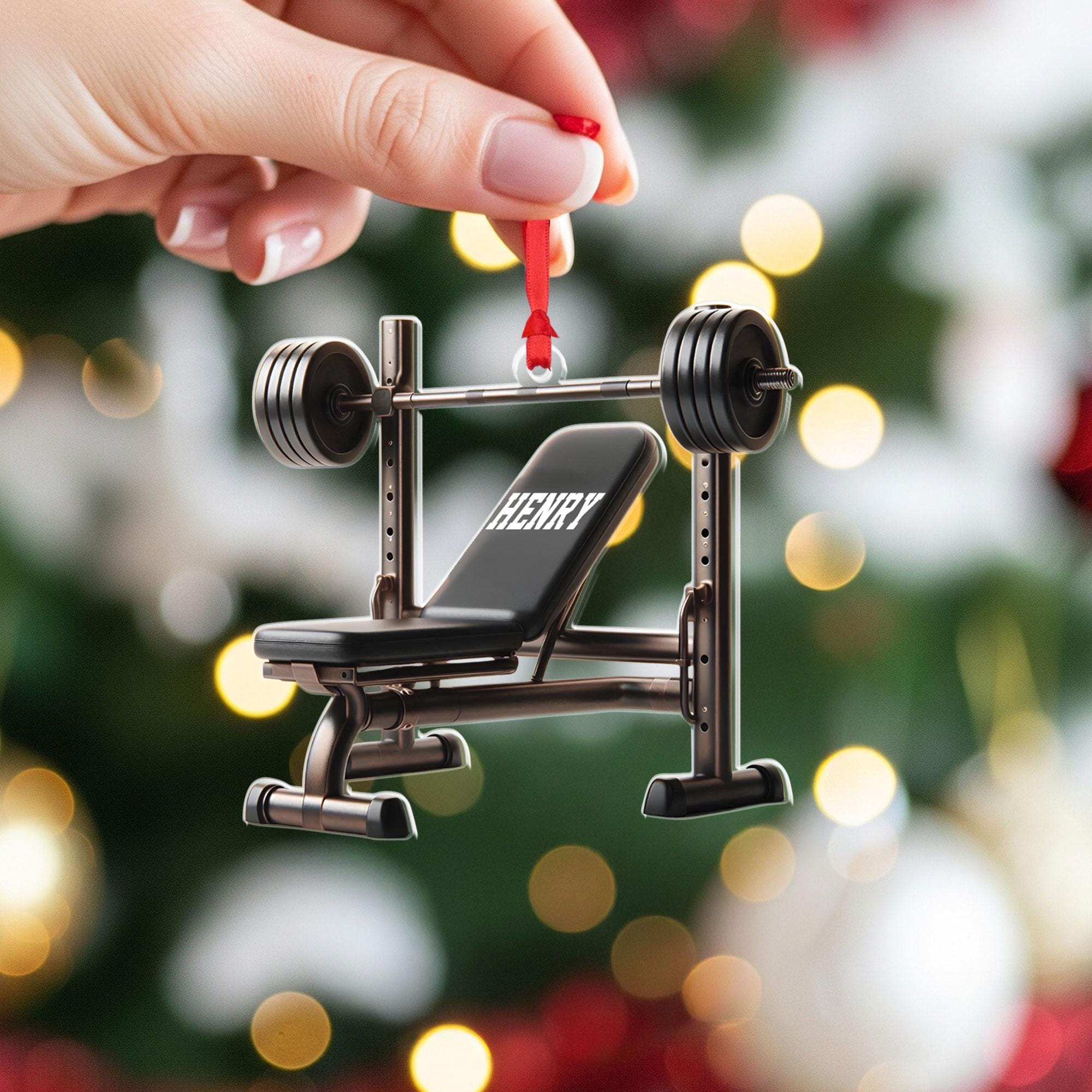 Personalized Weight Bench Ornament: Gym Fitness Gift