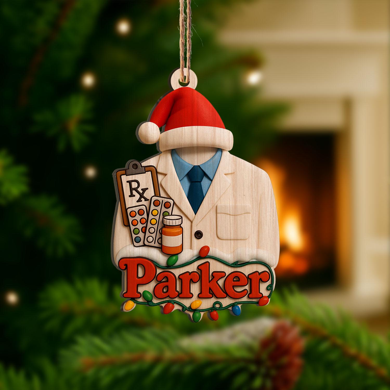 personalized Pharmacist ornament, pharmacy gift, custom RX Christmas ornament, medical professional holiday decor