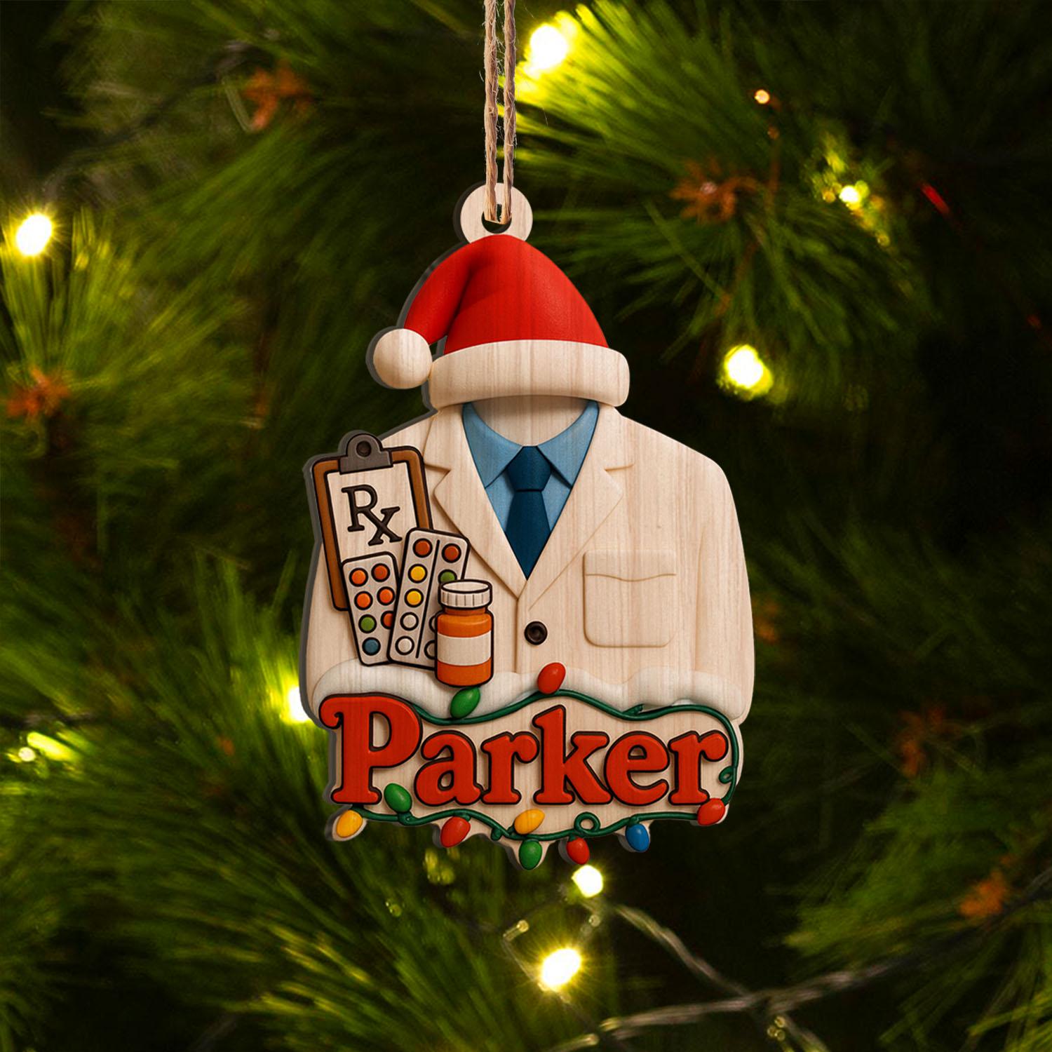 personalized Pharmacist ornament, pharmacy gift, custom RX Christmas ornament, medical professional holiday decor